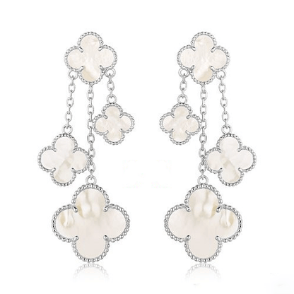 [⭐⭐JeweliWhal]CLOVER EARRINGS WHITE MOP 4 MOTIFS SILVER