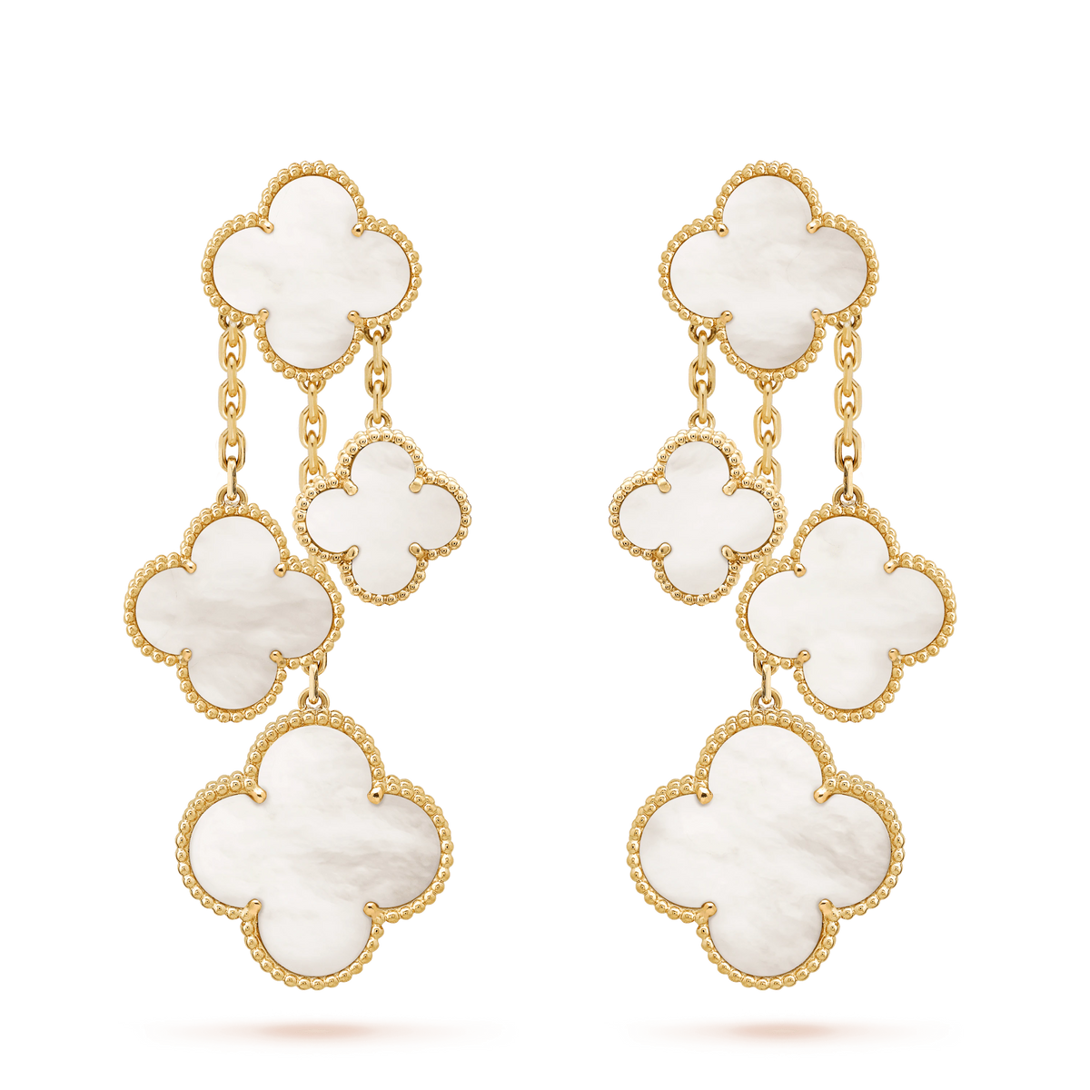 [⭐⭐JeweliWhal]CLOVER EARRINGS WHITE MOP 4 MOTIFS GOLD