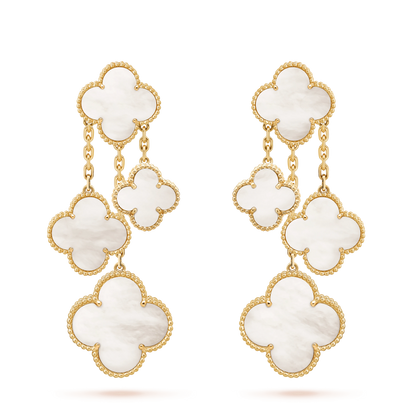 [⭐⭐JeweliWhal]CLOVER EARRINGS WHITE MOP 4 MOTIFS GOLD