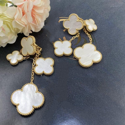 [⭐⭐JeweliWhal]CLOVER EARRINGS WHITE MOP 4 MOTIFS GOLD