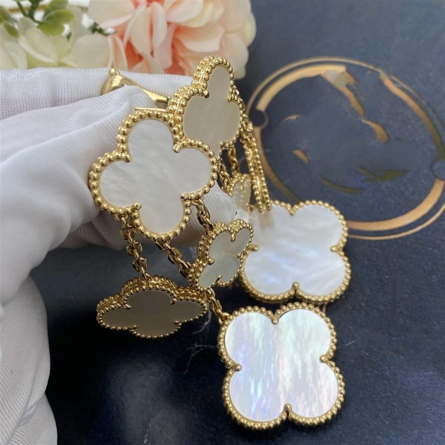 [⭐⭐JeweliWhal]CLOVER EARRINGS WHITE MOP 4 MOTIFS GOLD