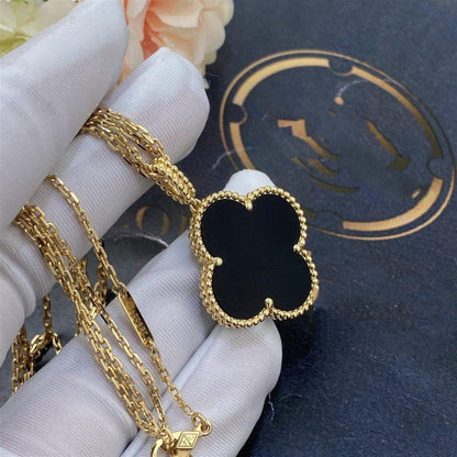 [⭐⭐JeweliWhal]CLOVER 25MM ゴールド オニキス ビッグクローバー ネックレス