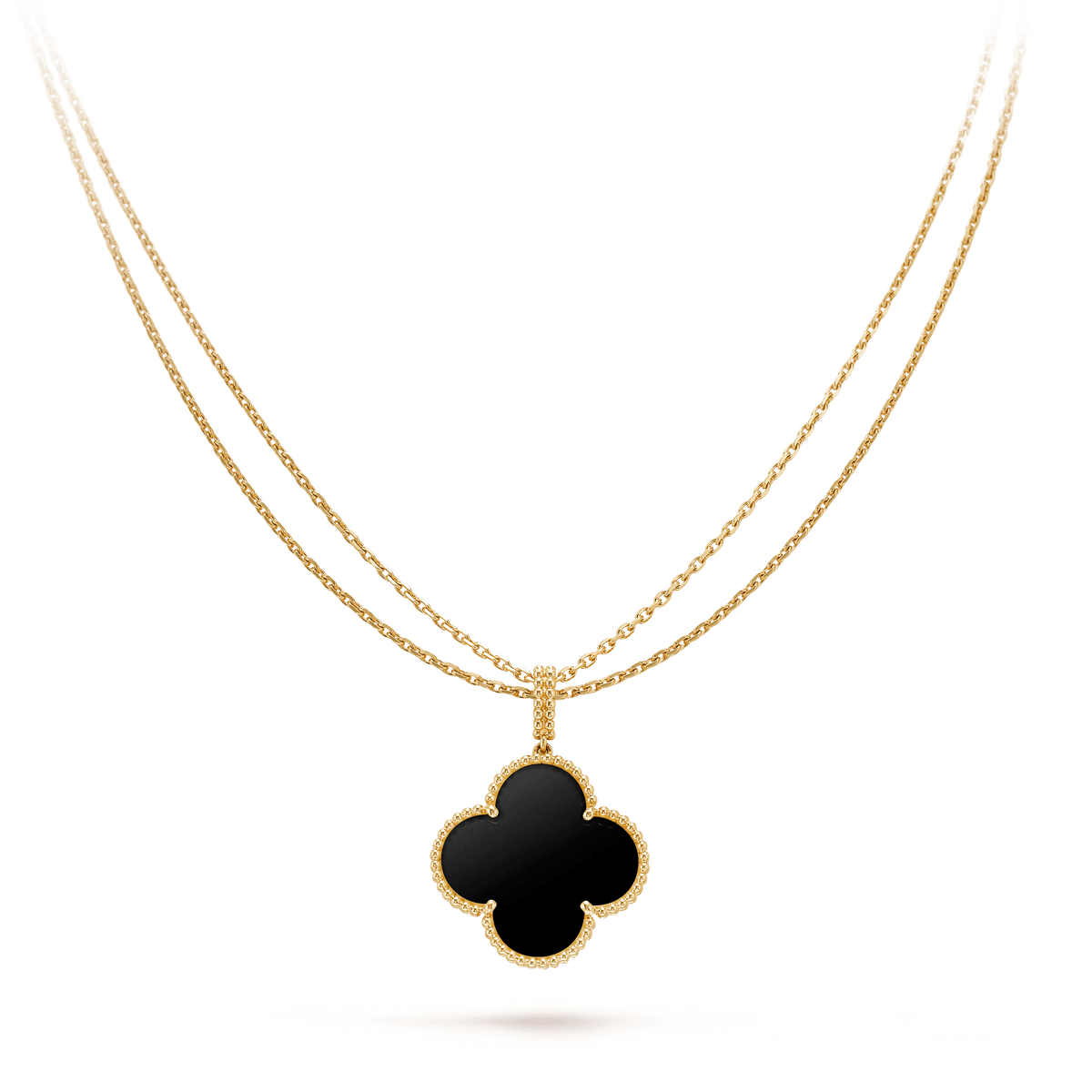 [⭐⭐JeweliWhal]CLOVER 25MM ゴールド オニキス ビッグクローバー ネックレス