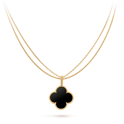 [⭐⭐JeweliWhal]CLOVER 25MM ゴールド オニキス ビッグクローバー ネックレス