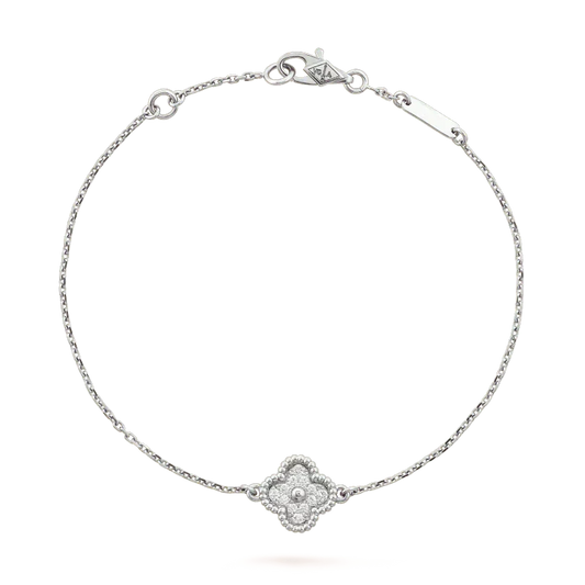 [⭐⭐JeweliWhal]クローバー シングルフラワーブレスレット シルバー