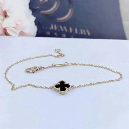 [⭐⭐JeweliWhal]CLOVER ONYX SINGLE FLOWER BRACELET