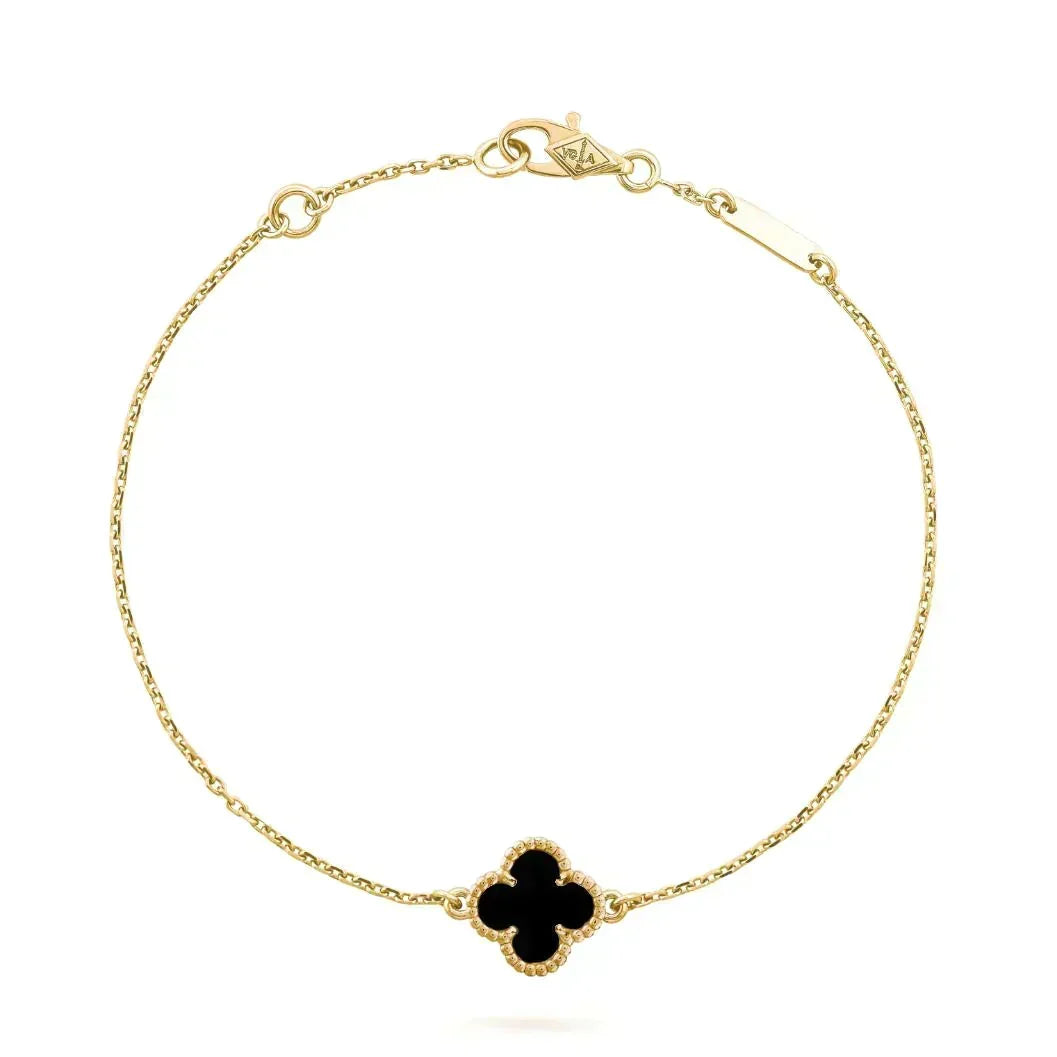 [⭐⭐JeweliWhal]CLOVER ONYX SINGLE FLOWER BRACELET