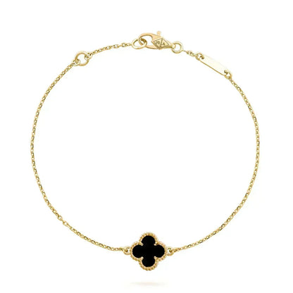 [⭐⭐JeweliWhal]CLOVER ONYX SINGLE FLOWER BRACELET