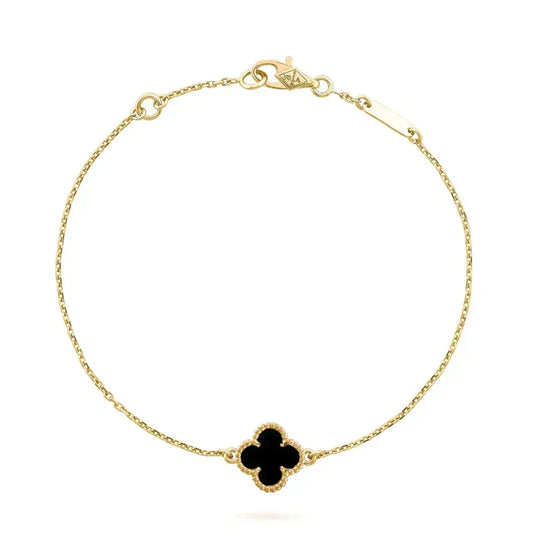 [⭐⭐JeweliWhal]CLOVER ONYX SINGLE FLOWER BRACELET