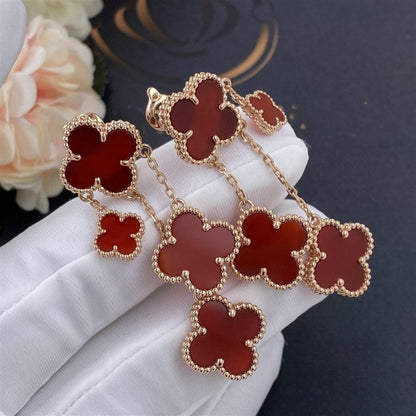 [⭐⭐JeweliWhal]CLOVER EARRINGS CARNELIAN 4 MOTIFS PINK GOLD