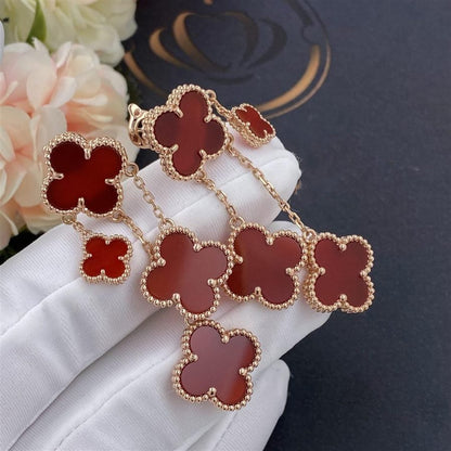[⭐⭐JeweliWhal]CLOVER EARRINGS CARNELIAN 4 MOTIFS PINK GOLD