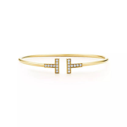 [⭐JeweliWhal]T BRACELET 1.8MM GOLD DIAMOND