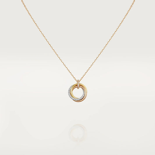 [⭐⭐JeweliWhal]TRINITY NECKLACE SILVER GOLD PINK GOLD DIAMONDS