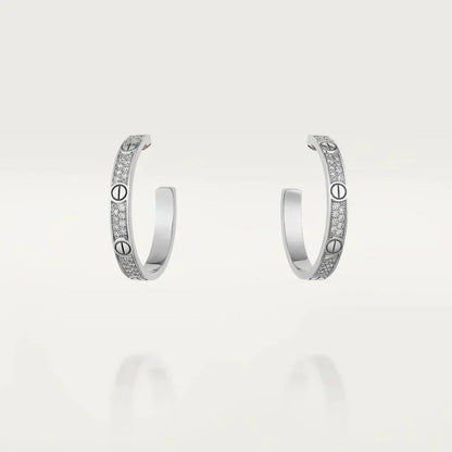 [⭐⭐JeweliWhal]LOVE DIAMOND SILVER HOOP EARRINGS