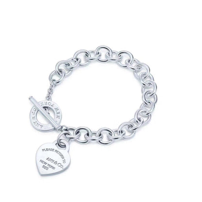 [⭐JeweliWhal]LOVE HEART PIN BUCKLE RETURN TO TIF SILVER BRACELET