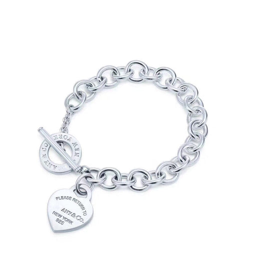 [⭐JeweliWhal]LOVE HEART PIN BUCKLE RETURN TO TIF SILVER BRACELET
