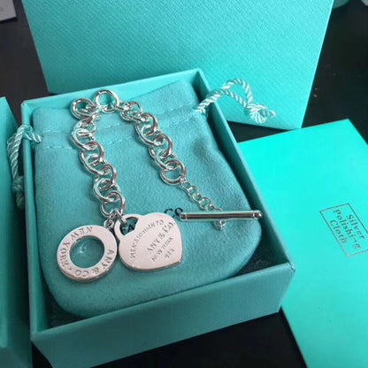 [⭐JeweliWhal]LOVE HEART PIN BUCKLE RETURN TO TIF SILVER BRACELET