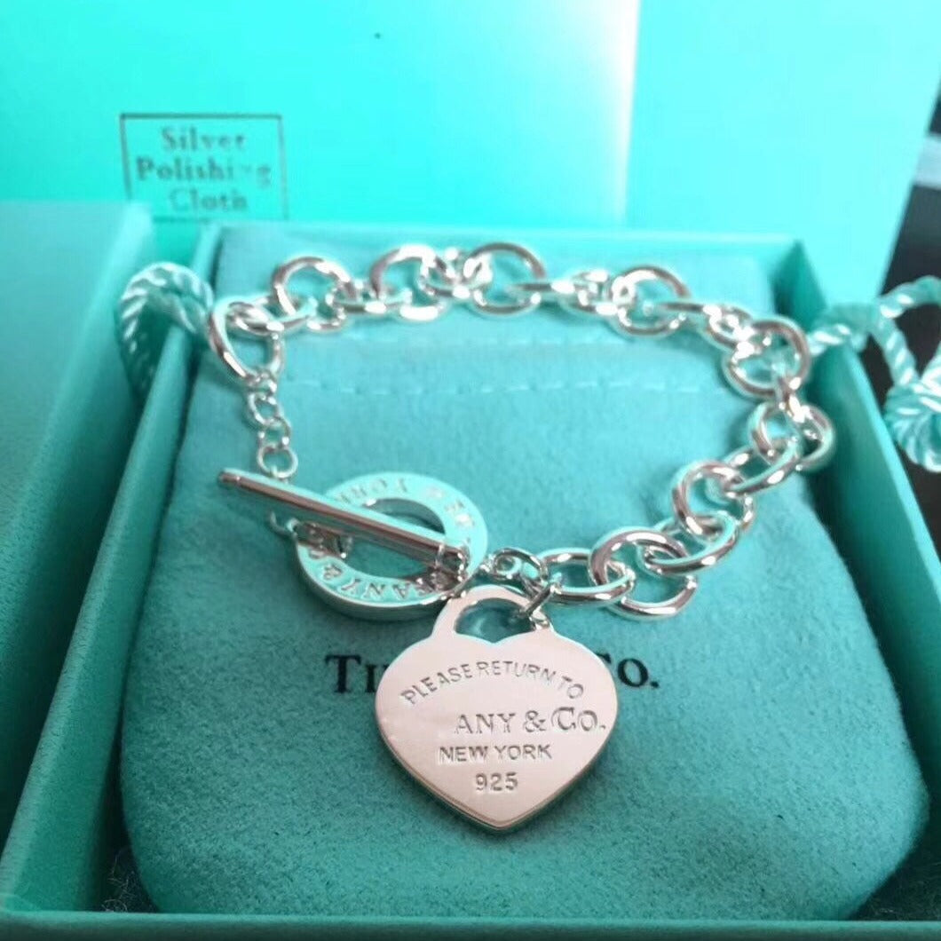 [⭐JeweliWhal]LOVE HEART PIN BUCKLE RETURN TO TIF SILVER BRACELET