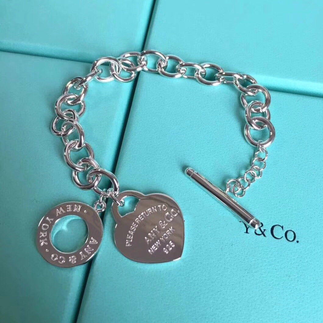 [⭐JeweliWhal]LOVE HEART PIN BUCKLE RETURN TO TIF SILVER BRACELET