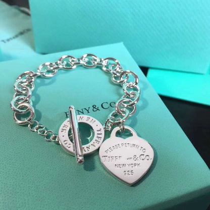 [⭐JeweliWhal]LOVE HEART PIN BUCKLE RETURN TO TIF SILVER BRACELET