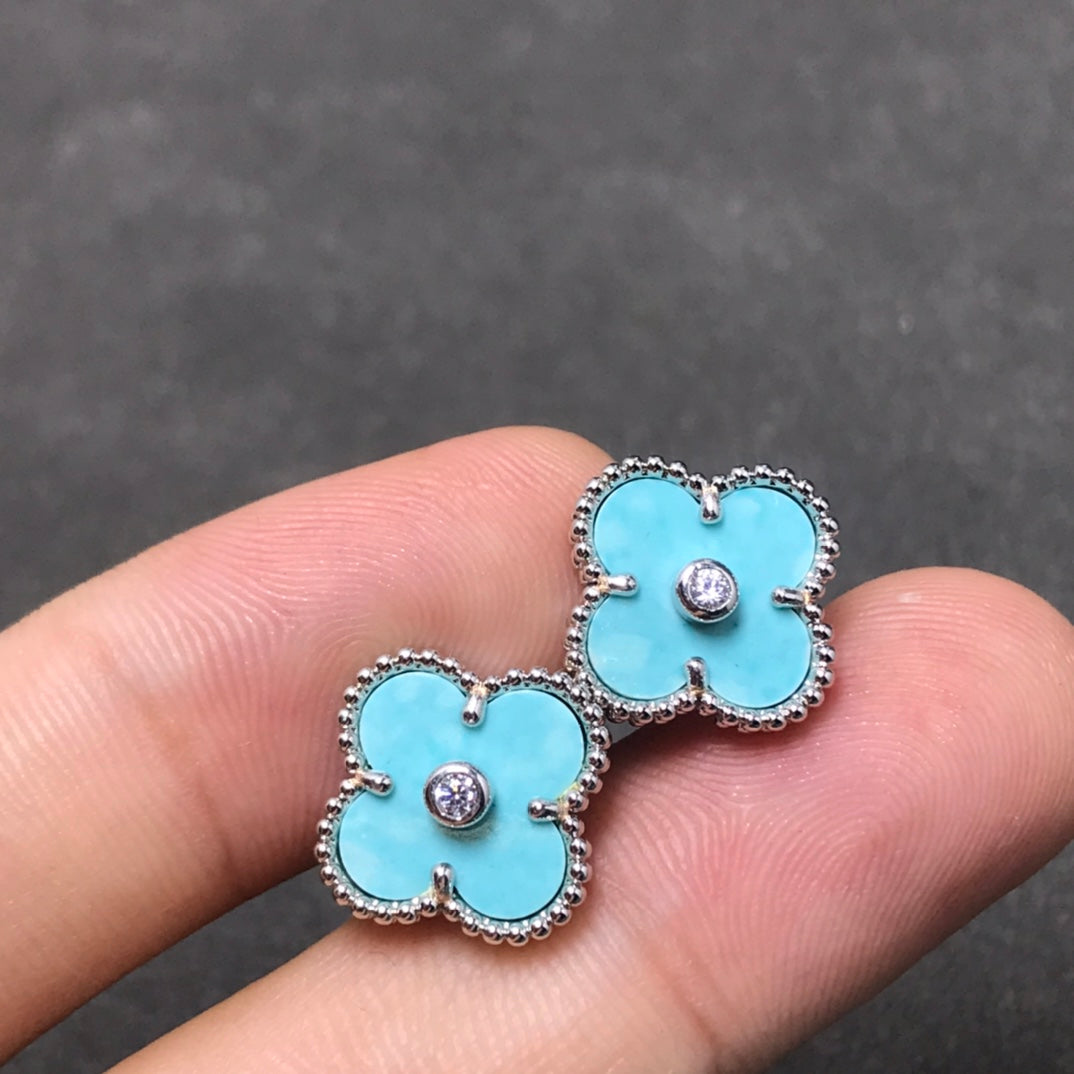 [⭐⭐JeweliWhal]CLOVER 1 DIAMOND BLUE SKY SILVER EARRINGS