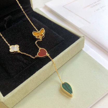 [⭐⭐JeweliWhal]LUCKY SPRING 4 MOTIFS ROSE GOLD NECKLACE