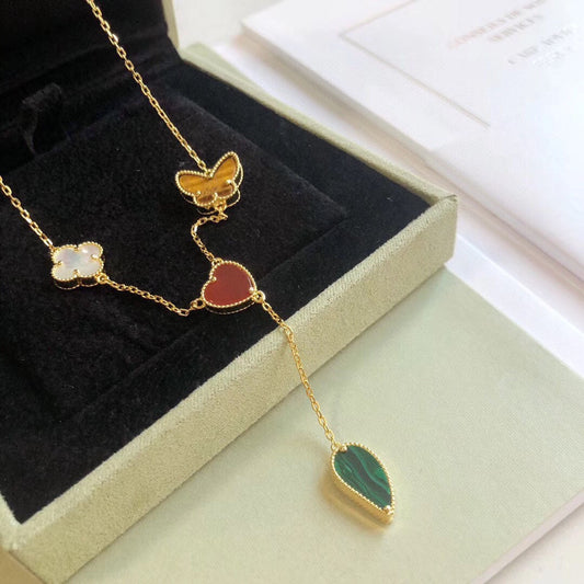 [⭐⭐JeweliWhal]LUCKY SPRING 4 MOTIFS ROSE GOLD NECKLACE
