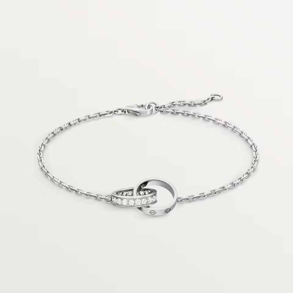 [⭐⭐JeweliWhal]LOVE DOUBLE RING HALF DIAMOND BRACELET