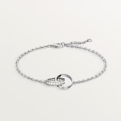 [⭐⭐JeweliWhal]LOVE DOUBLE RING HALF DIAMOND BRACELET