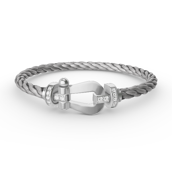 [⭐⭐JeweliWhal]フォース ラージ ホースシュー ハーフダイヤモンド ブレスレット シルバー