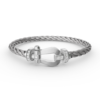 [⭐⭐JeweliWhal]フォース ラージ ホースシュー ハーフダイヤモンド ブレスレット シルバー