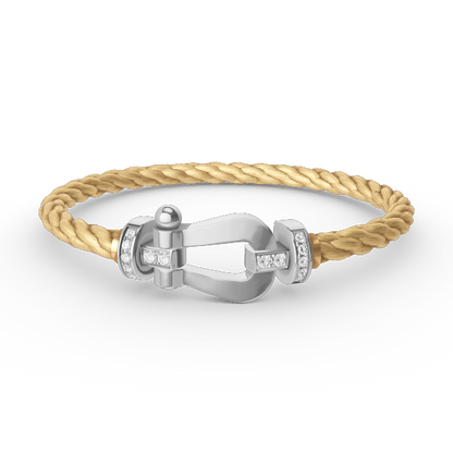 [⭐⭐JeweliWhal]フォース ラージ ホースシュー ハーフダイヤモンド ブレスレット シルバー