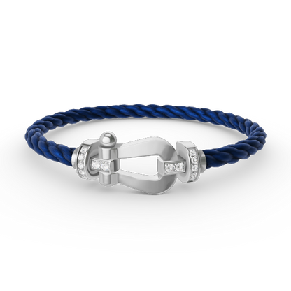 [⭐⭐JeweliWhal]フォース ラージ ホースシュー ハーフダイヤモンド ブレスレット シルバー