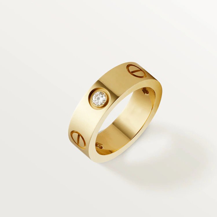 [⭐⭐JeweliWhal]LOVE RING 5.5MM 3 DIAMONDS PINK GOLD
