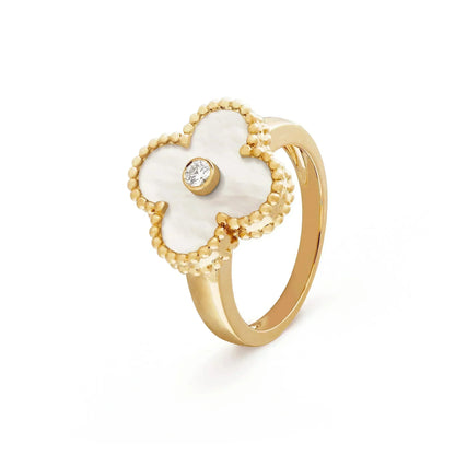 [⭐⭐JeweliWhal]CLOVER PINK MOP RING GOLD DIAMOND